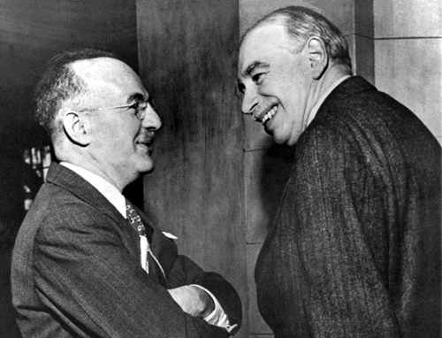 Der US-Unterhändler Harry Dexter White (links) und renomierte britische Ökonom John Maynard Keynes